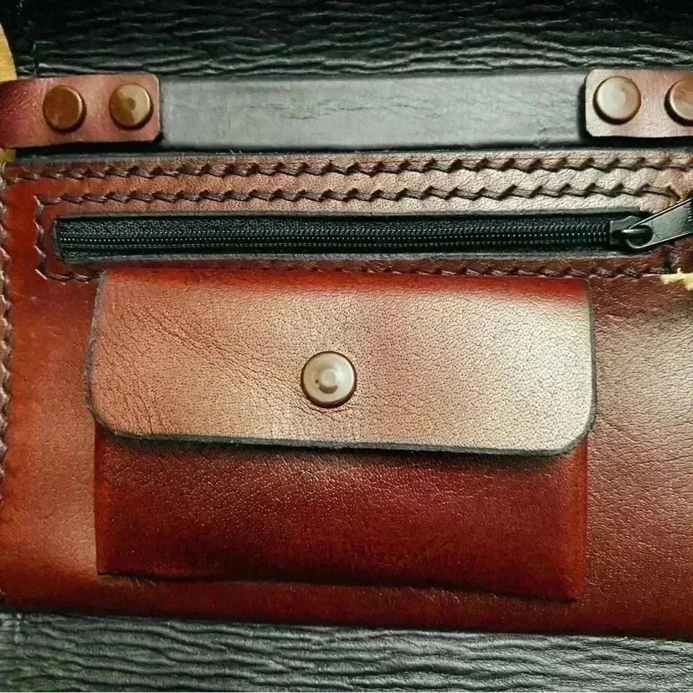 Deadstock AMANO women leather purse detachable strap‎ brown card slot coin purse - Picture 9 of 9